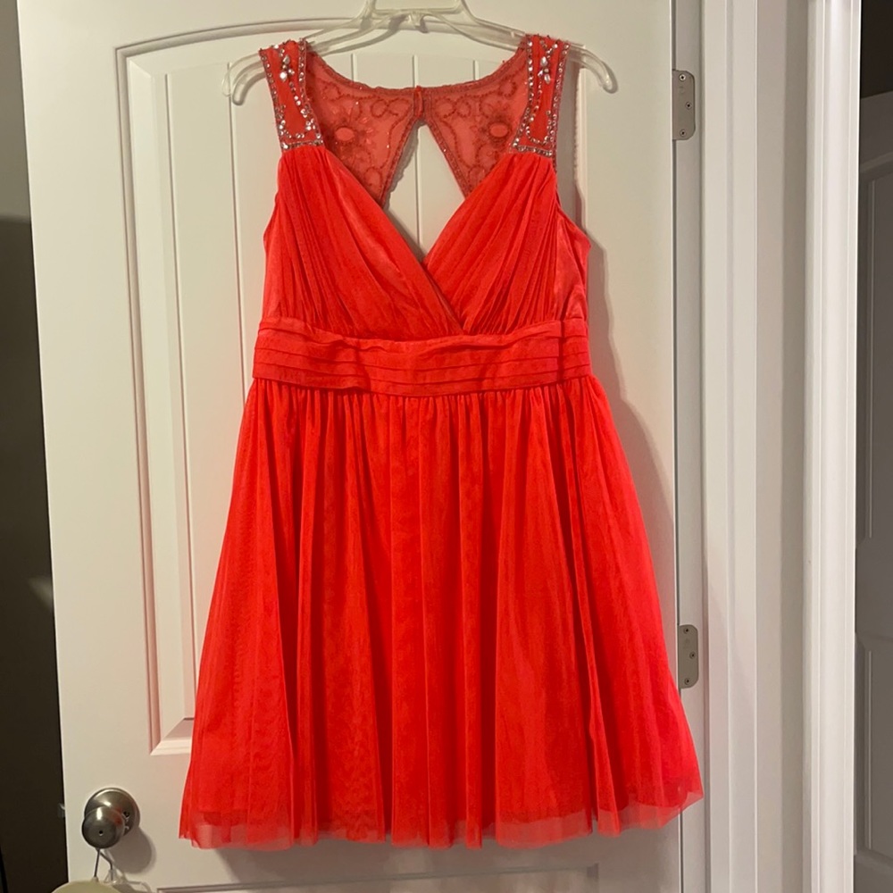 Bright orange prom dress - size 14